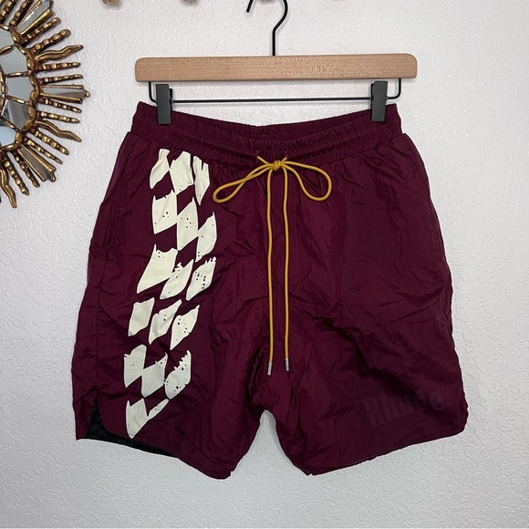 Rhude Other - Rhude race flag logo shorts red size small